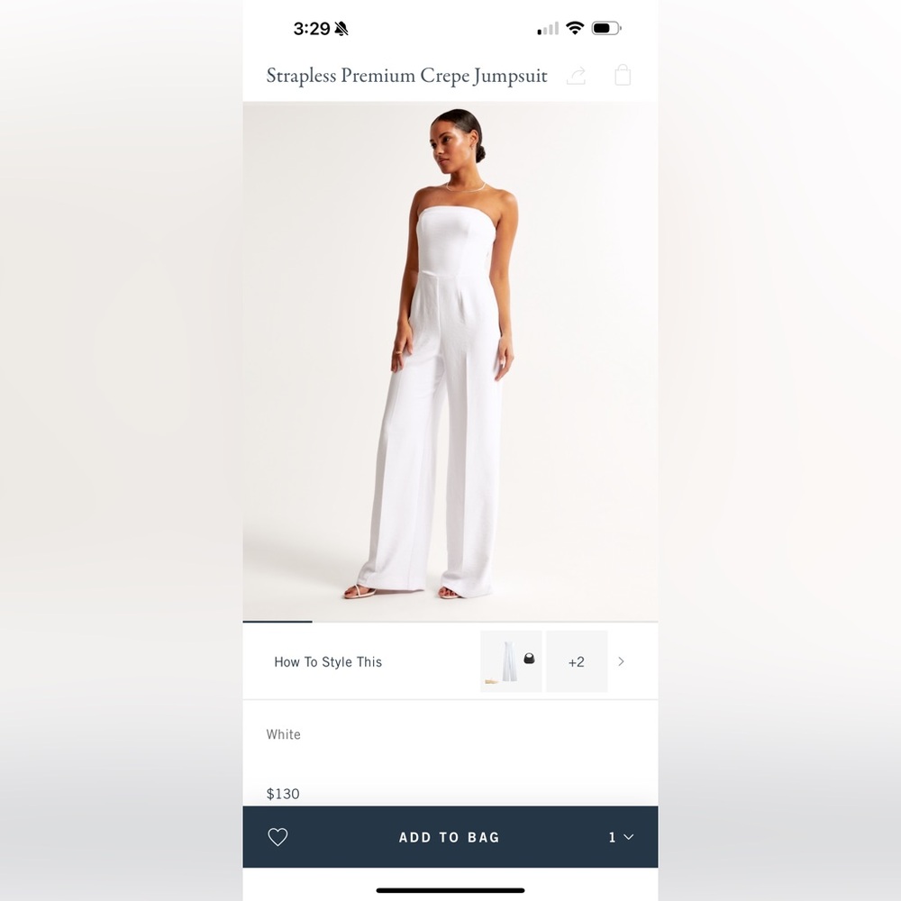 Abercrombie & Fitch White Strapless Crepe Jumpsuit